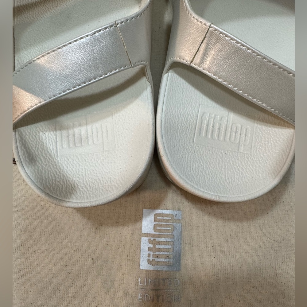 FitFlop Lulu Crystal Embellished Back-Strap Sandals in Crème Size 10 - Picture 5 of 11